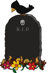 halloween card with witch and dead rip