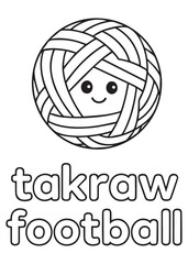 coloring book takraw football ball smiling cute face