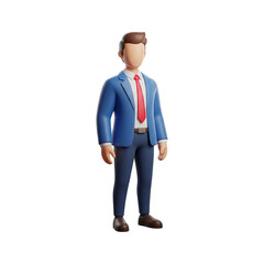 Obraz premium Businessman cartoon character professional corporate suit tie office job business man professional 3d render on transparent background