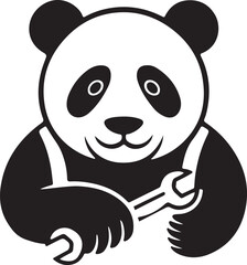 Cute happy baby panda bear cartoon illustration with bamboo for fun animal art