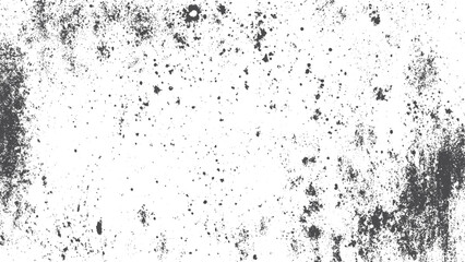 Abstract dust particle texture overlay with vintage grunge style on white background. Distressed monochrome texture with irregular graphic elements for grunge design background.   