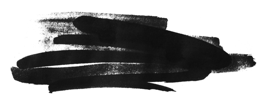 black watercolor background. Artistic hand paint. Isolated on transparent background.