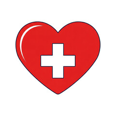 Obraz premium Flat 2d vector illustration of red heart icon with medical cross symbol in minimal healthcare design 