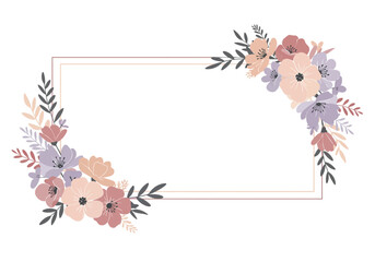 Floral Frame Design with Pastel Flowers.