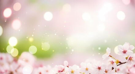 Fototapeta premium Cherry blossoms with bokeh lights in soft pastel colors