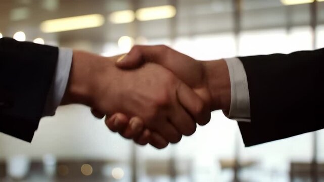 Business Deal Handshake Seals Partnership in a Corporate Setting