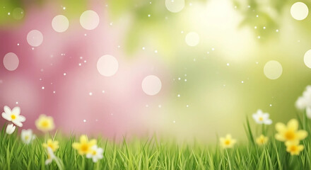 Fototapeta premium A field of flowers with a bokeh effect in the background
