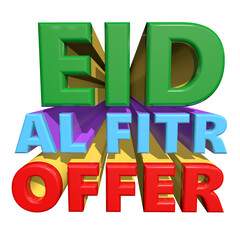 Eid al fitr offer 3d text promotion