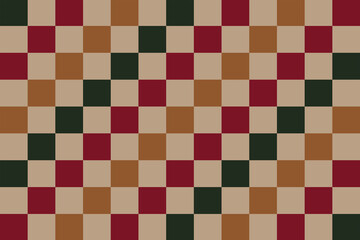 Warm red, beige, and green checker pattern for traditional Christmas wrapping and decor.