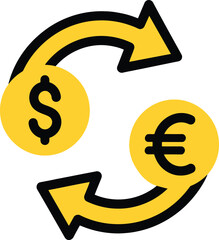 Modern Vector Icon , Currency Exchange Between Dollar and Euro
