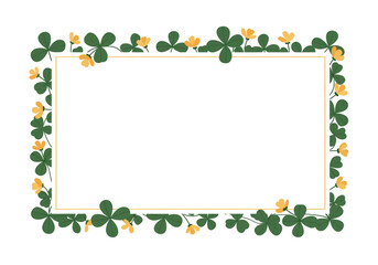 Floral Frame with Green Leaves and Yellow Flowers.
