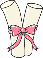 Cute Rice Cake Gift with Pink Ribbon – Hand-Drawn Korean Tteok Illustration for Holiday Celebration and Festive Design