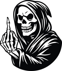 Grim Reaper | Skeleton Middle Finger Design | Gothic Skull Reaper