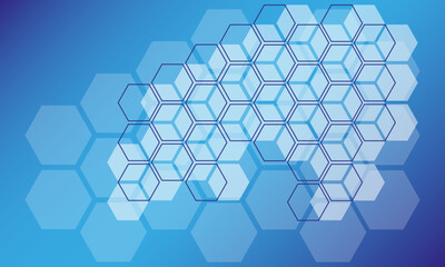 Abstract blue hexagonal background with geometric pattern