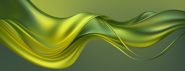 Flowing Green Abstract Background With Smooth Curves and Shades