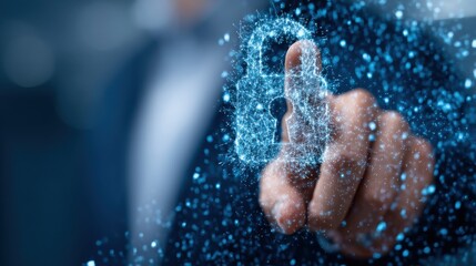 Cybersecurity event locking down data protection techniques in business digital environment close-up perspective