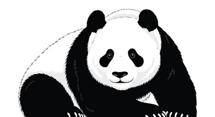 Charming vector art of a panda bear showcasing its unique black and white markings and friendly expression for wildlife design projects