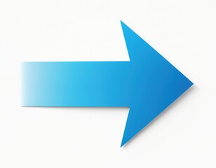 A simple blue arrow points to the right against a white backdrop. This graphic element represents direction, progress, and forward movement for various concepts.