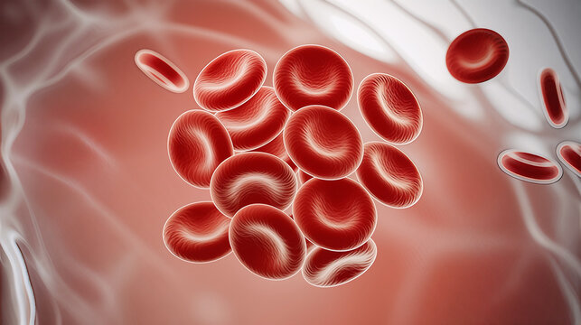 High-quality 3D rendering of a red blood cell or Shape and Structural Pattern of RBC - Powered by Adobe