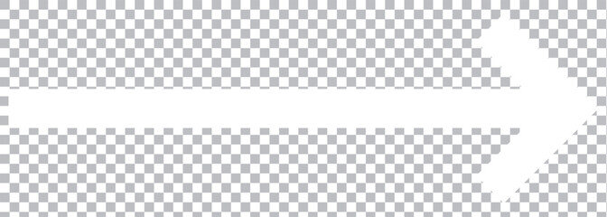 White Arrow icon. White icon on Transparent  background. Inversion . Vector arrow icon pointing to the right.  EPS 10.