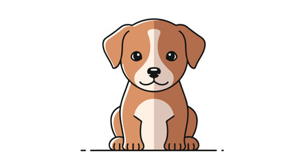 Adorable cartoon puppy sitting patiently and looking forward with a hopeful, trusting expression, perfect for children's designs and pet-related