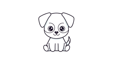 Adorable cartoon puppy illustration with big, expressive eyes and simple outlines, perfect for children's books and educational resources