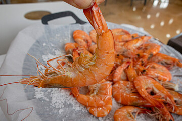 Grilled Shrimp over Coarse Salt