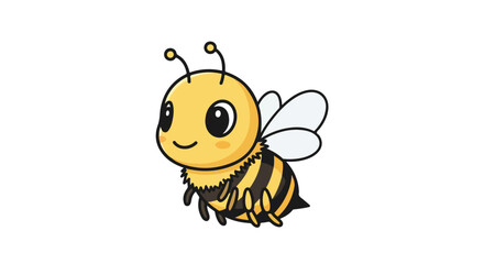 Cartoon bumblebee illustration with adorable face, isolated on white and suitable for children's projects and educational materials