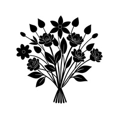 Delicate flower bouquet silhouette vector elegant floral design scalable graphic art