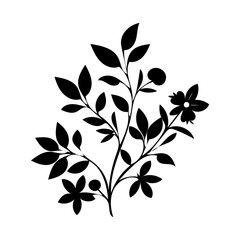 Elegant botanical black silhouette vector scalable illustration for design projects