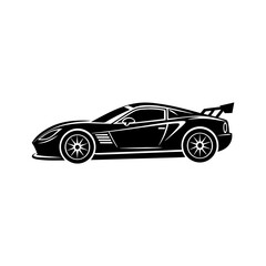 Sleek black silhouette of an aerodynamic race car vector illustration scalable