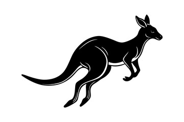 Dynamic running kangaroo silhouette vector illustration scalable graphic for wildlife and sport concepts