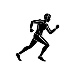 Silhouette runner jogging with headphones vector graphic for fitness and healthy lifestyle themes