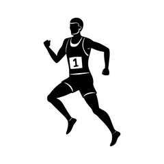 Silhouette of a runner jogging with headphones vector illustration for fitness and sport concepts