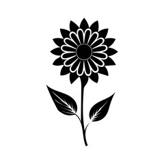 Stylized hand drawn flower silhouette vector illustration for graphic design and branding