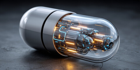 Biotech innovation in funding for advanced medical capsules laboratory environment high-tech viewpoint future concepts