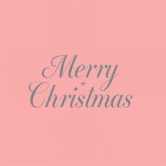 A minimalistic and stylish Christmas design featuring the words Merry Christmas on a soft pink background