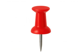 Red pushpin creating a marker, pinning important notes, or holding documents on a transparent background