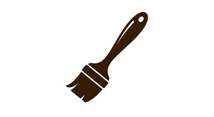 A dark brown paint brush with a hole at the top and white background simple design illustration ai generated