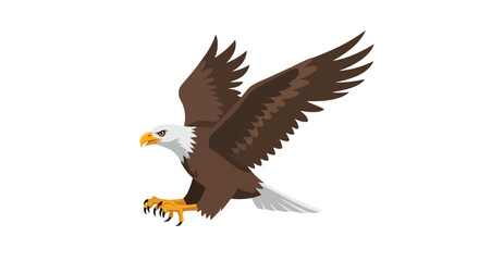 Obraz premium A Bald Eagle Vector Illustration showcasing its Power and Majesty in Flight with spread Wings and Sharp Talons against a Plain Background