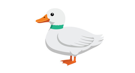 Obraz premium Isolated charming cartoon duck with white plumage standing still on a transparent background, a cute vector illustration