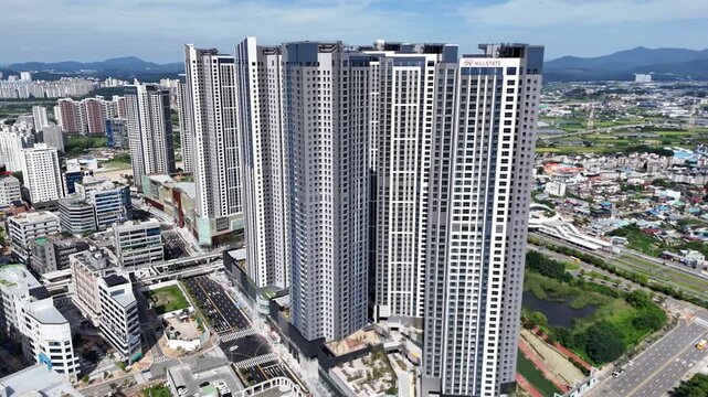 Aerial View of Modern High-rise Residential and Commercial Complex