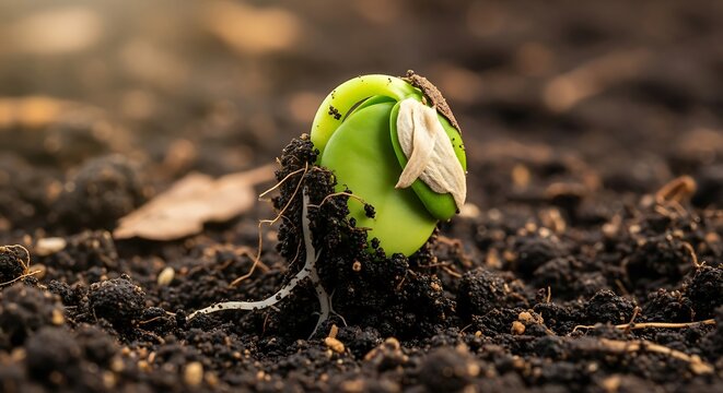 Delicate sprout emergence from earth, a vibrant symbol of new beginning