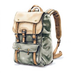 Vintage Hiking Backpacks Watercolor Set – Rustic Travel Bags, Adventure Gear and Camping Illustration Collection