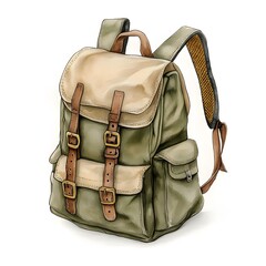 Vintage Hiking Backpacks Watercolor Set – Rustic Travel Bags, Adventure Gear and Camping Illustration Collection