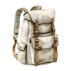 Vintage Hiking Backpacks Watercolor Set – Rustic Travel Bags, Adventure Gear and Camping Illustration Collection