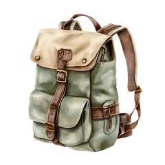 Vintage Hiking Backpacks Watercolor Set – Rustic Travel Bags, Adventure Gear and Camping Illustration Collection