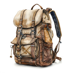 Vintage Hiking Backpacks Watercolor Set – Rustic Travel Bags, Adventure Gear and Camping Illustration Collection