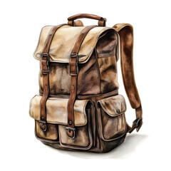 Vintage Hiking Backpacks Watercolor Set – Rustic Travel Bags, Adventure Gear and Camping Illustration Collection