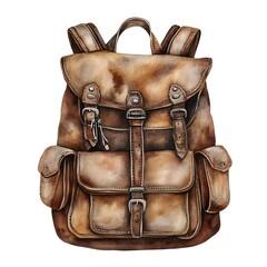 Vintage Hiking Backpacks Watercolor Set – Rustic Travel Bags, Adventure Gear and Camping Illustration Collection
